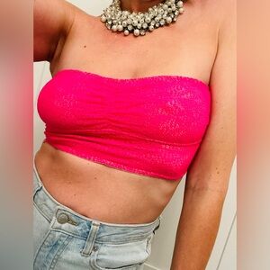 Gilly Hicks Hot Pink Lace Crop Top